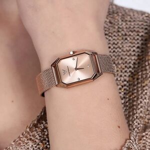 Emporio Armani Joy Quartz Rose Gold Dial Rose Gold Mesh Bracelet.